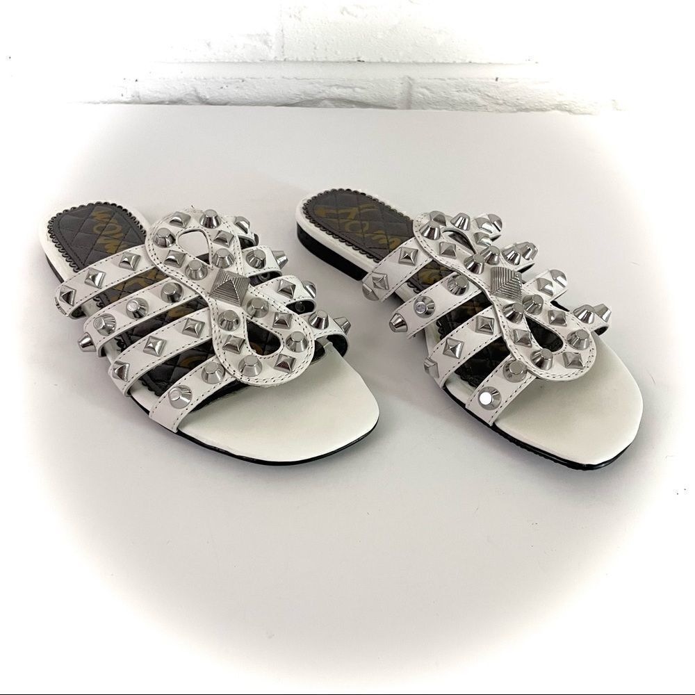 Samedelman Beatris White Studded Sandals Size5.5